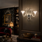 2-Light Ribbed Floral Glass Wall Sconce