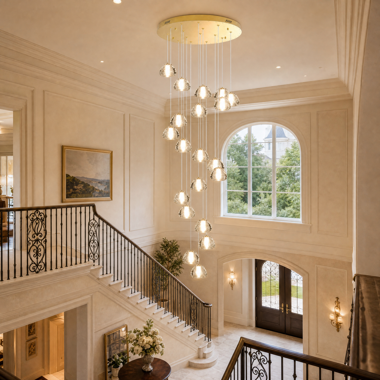 20-Light Bowl-Shaped Staircase Lights - Gold