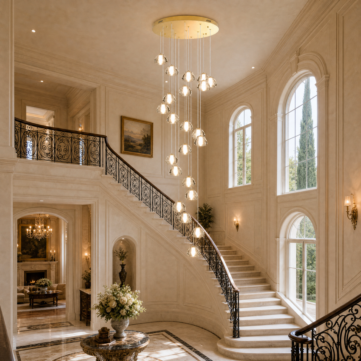 20-Light Bowl-Shaped Staircase Lights - Gold