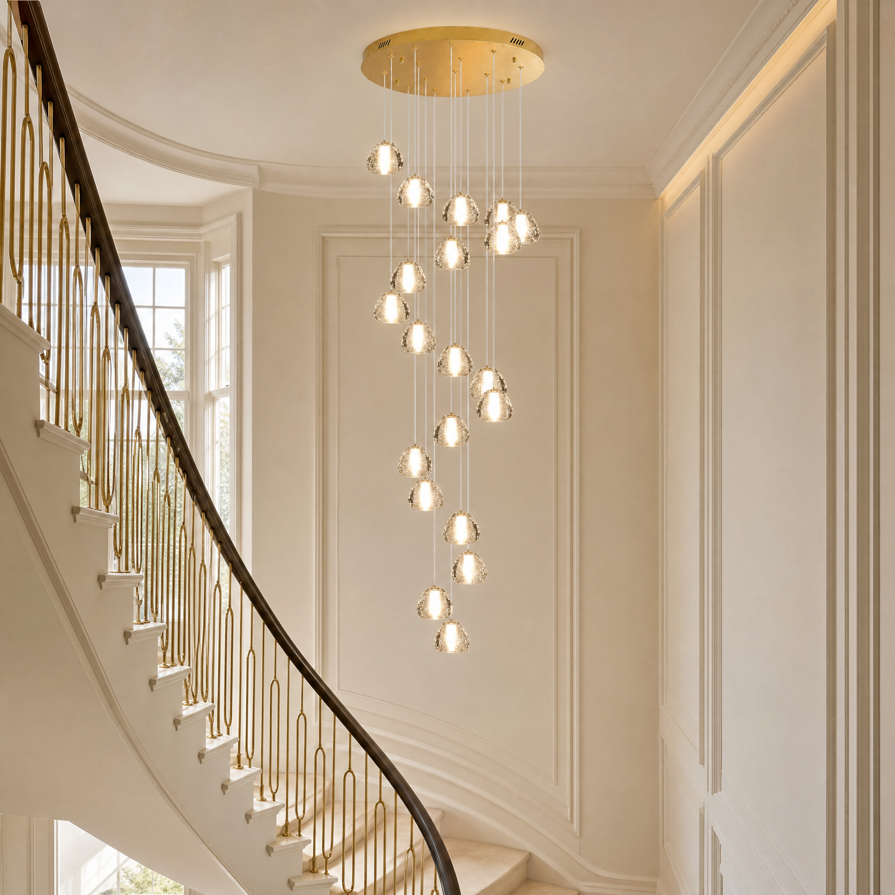 20-Light Bowl-Shaped Staircase Lights - Gold