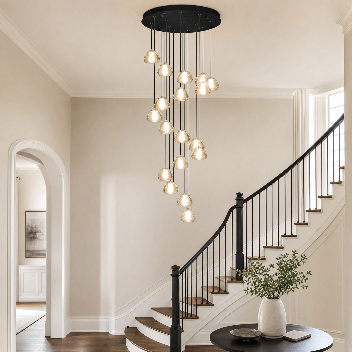 20-Light Bowl-shaped Staircase Lights - Black