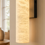 20" Modern Spanish Alabaster Cylinder Wall Sconce