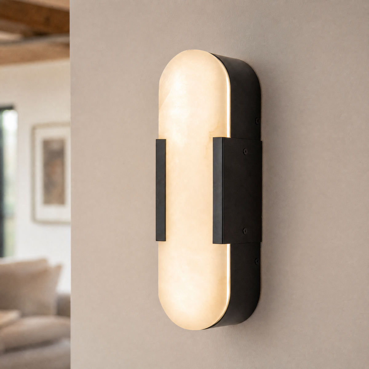 20" Natural Alabaster Wall Sconces (Set of 2)