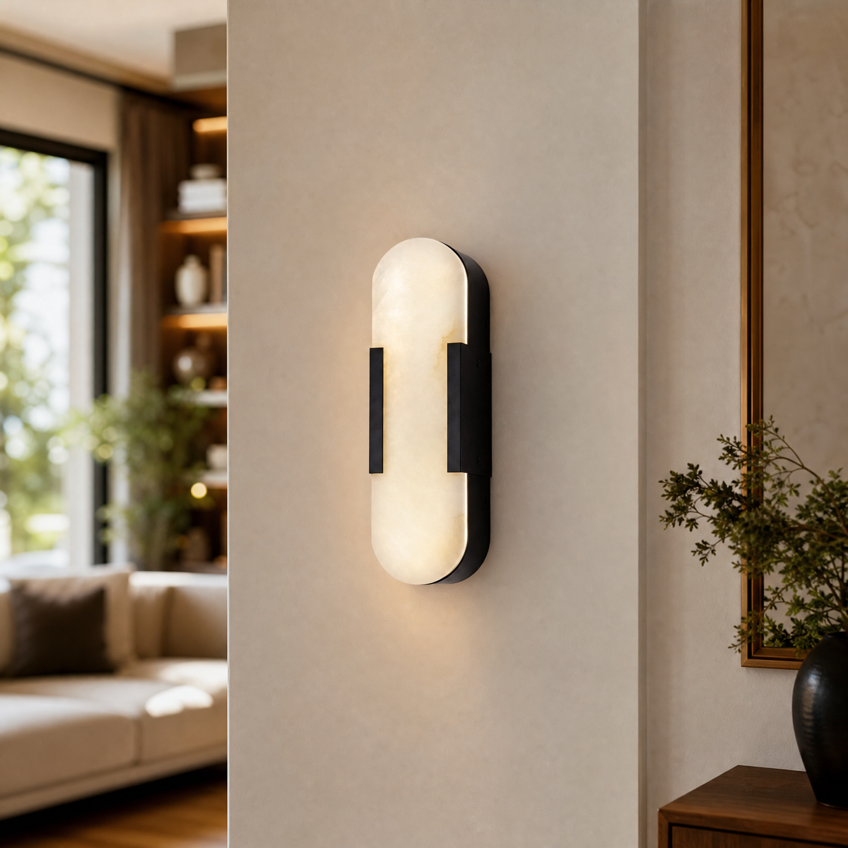 20" Natural Alabaster Wall Sconces (Set of 2)