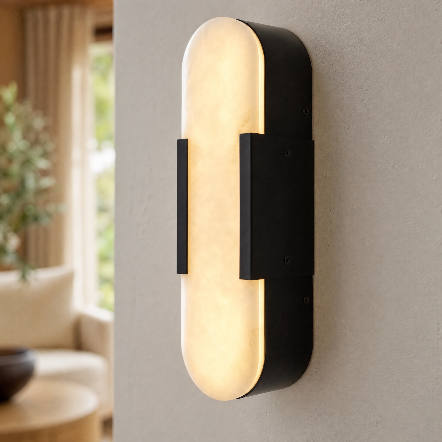 20" Natural Alabaster Wall Sconces (Set of 2)