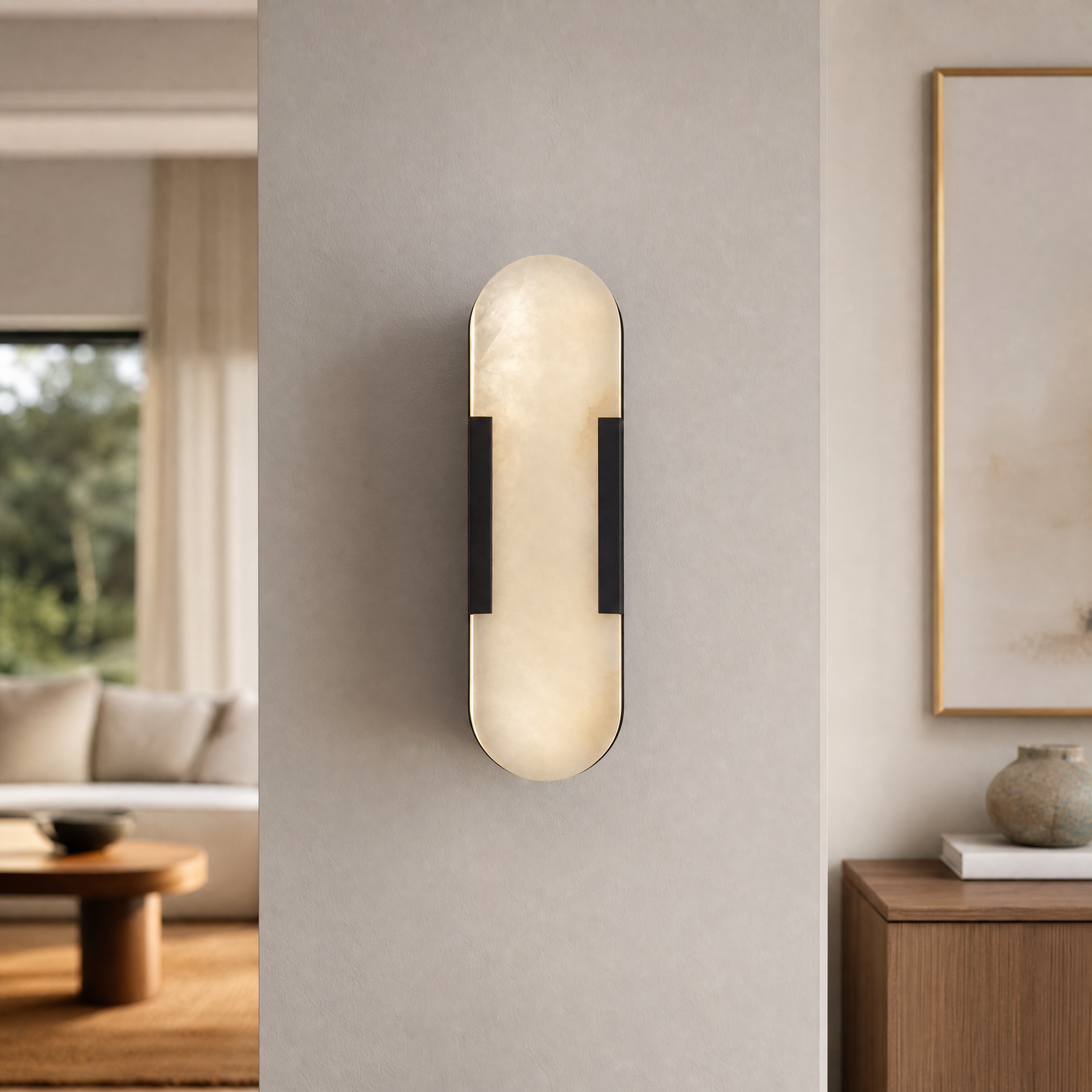 20" Natural Alabaster Wall Sconces (Set of 2)