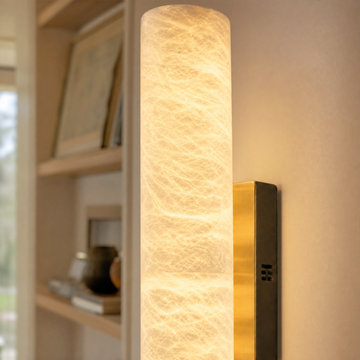 20" Natural Spanish Alabaster Wall Sconce