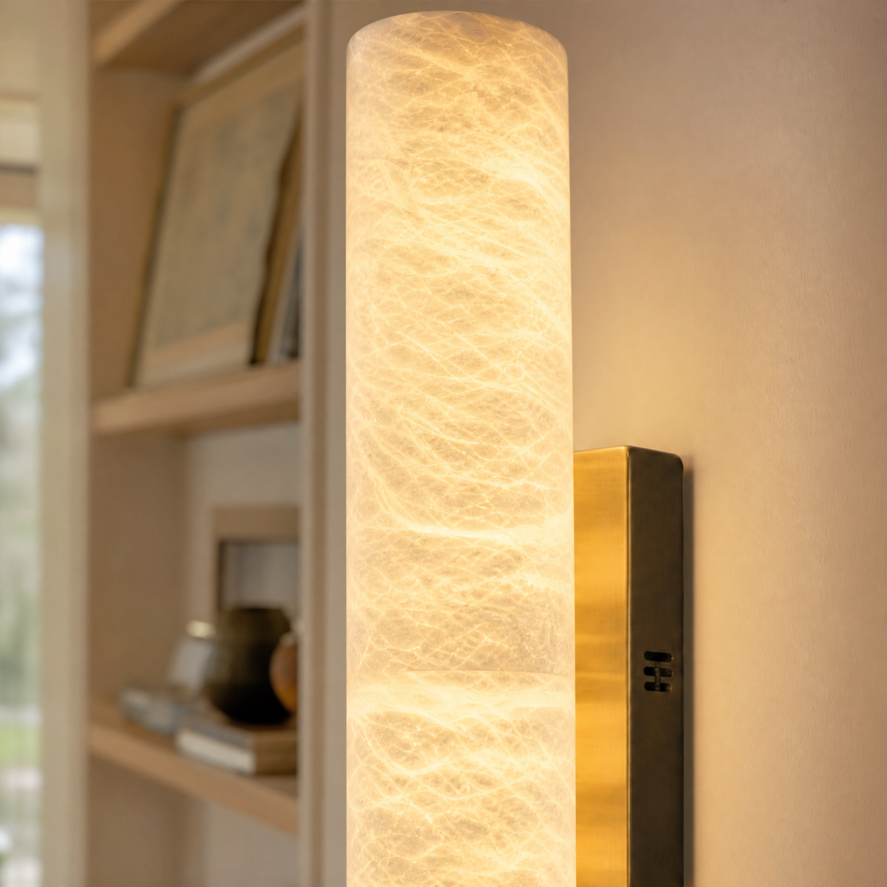 20" Natural Spanish Alabaster Wall Sconce