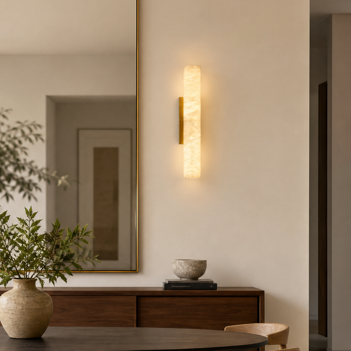 20" Natural Spanish Alabaster Wall Sconce