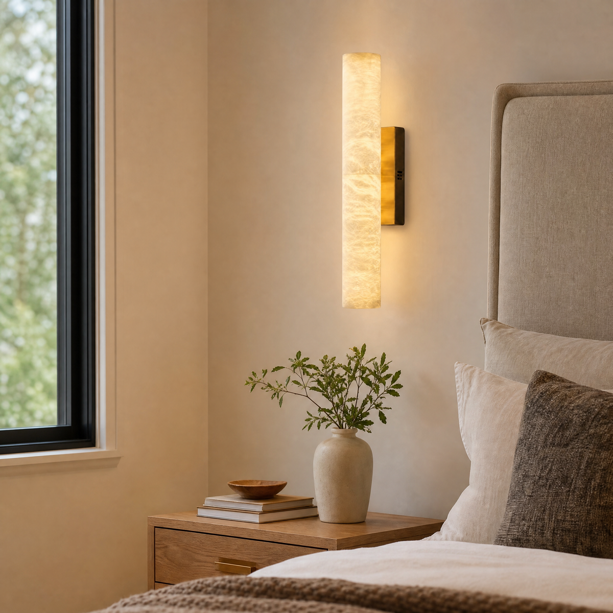 20" Natural Spanish Alabaster Wall Sconce