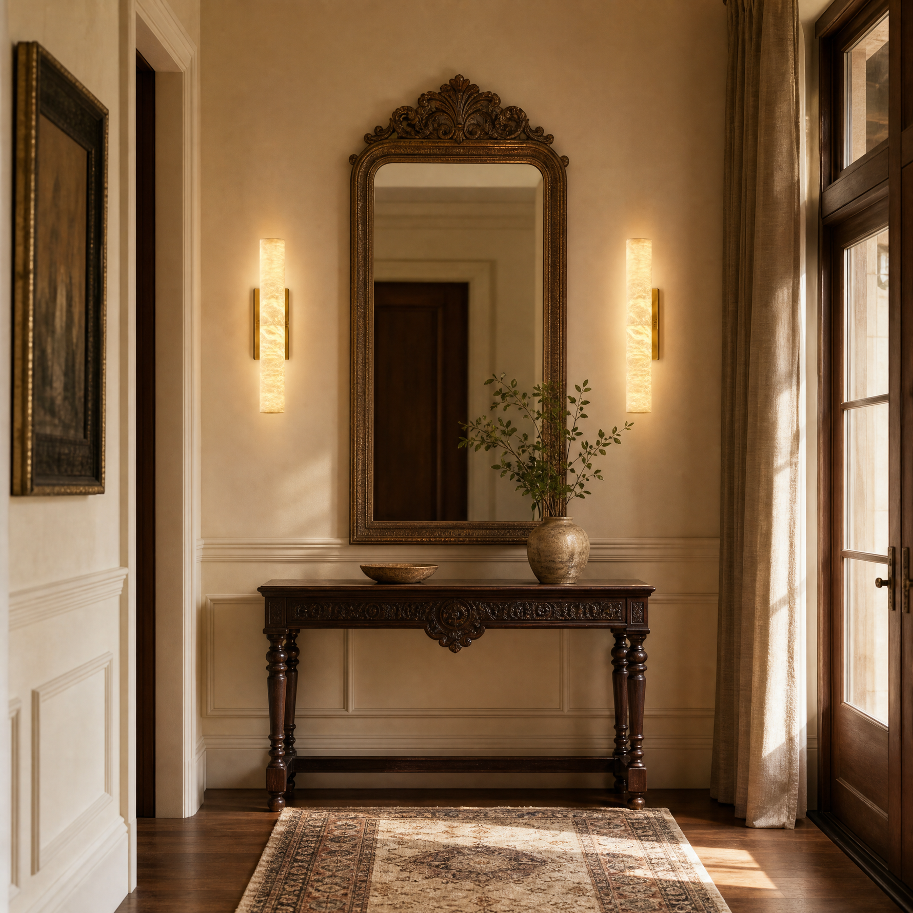 20" Natural Spanish Alabaster Wall Sconce