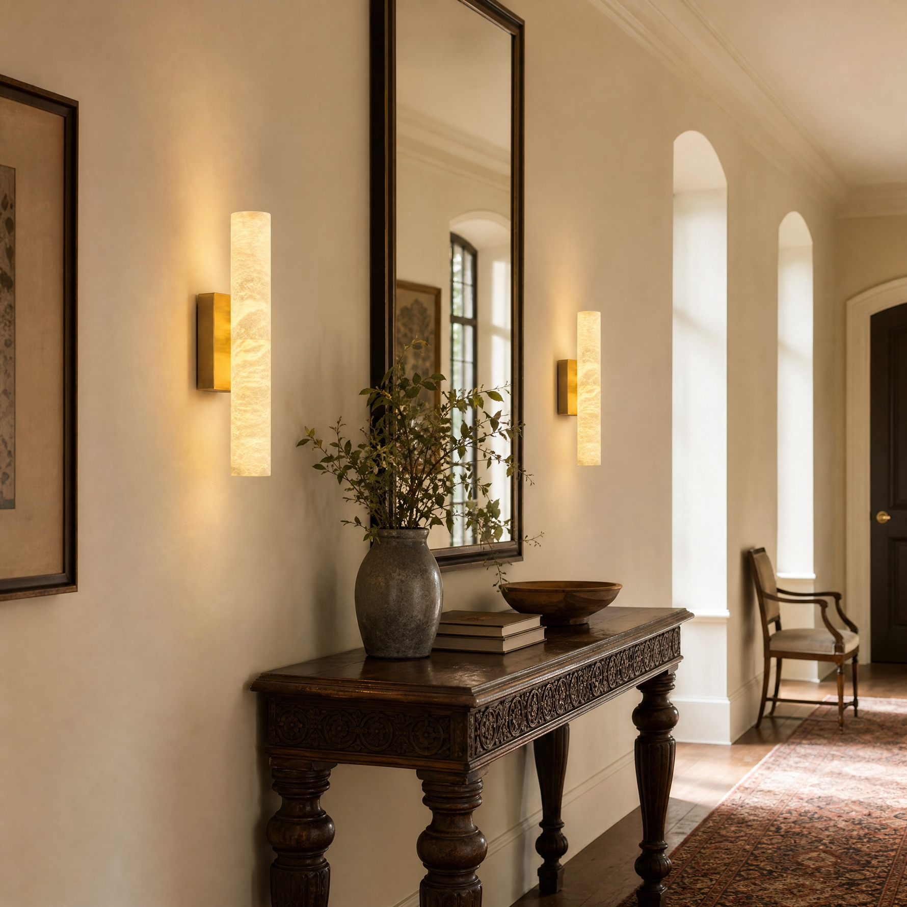 20" Natural Spanish Alabaster Wall Sconce