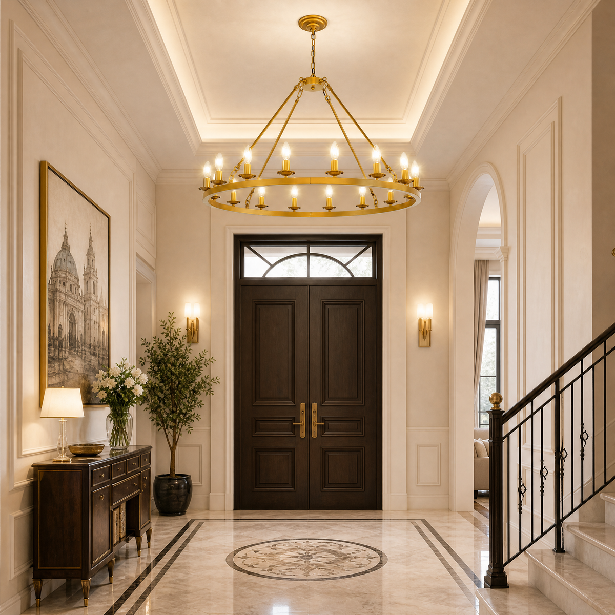 20-inch Marble Cylinder Vanity Light - Copper - Single Pack