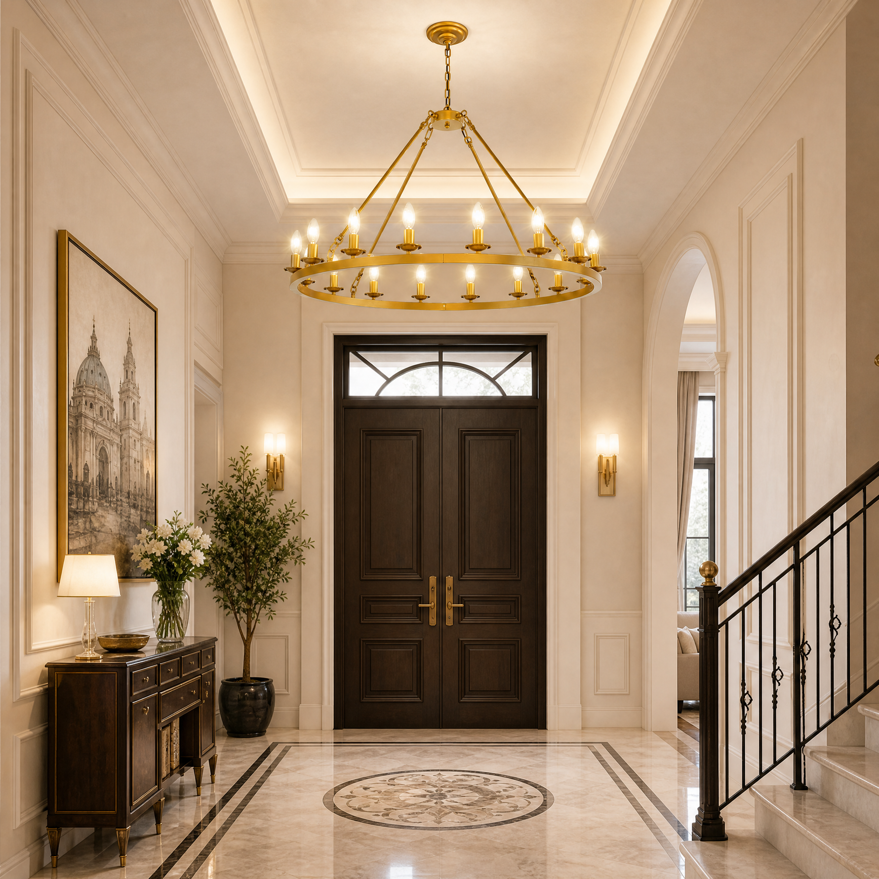 20-inch Marble Cylinder Vanity Light - Copper - Single Pack