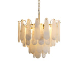 Modern Alabaster Feathery Chandelier