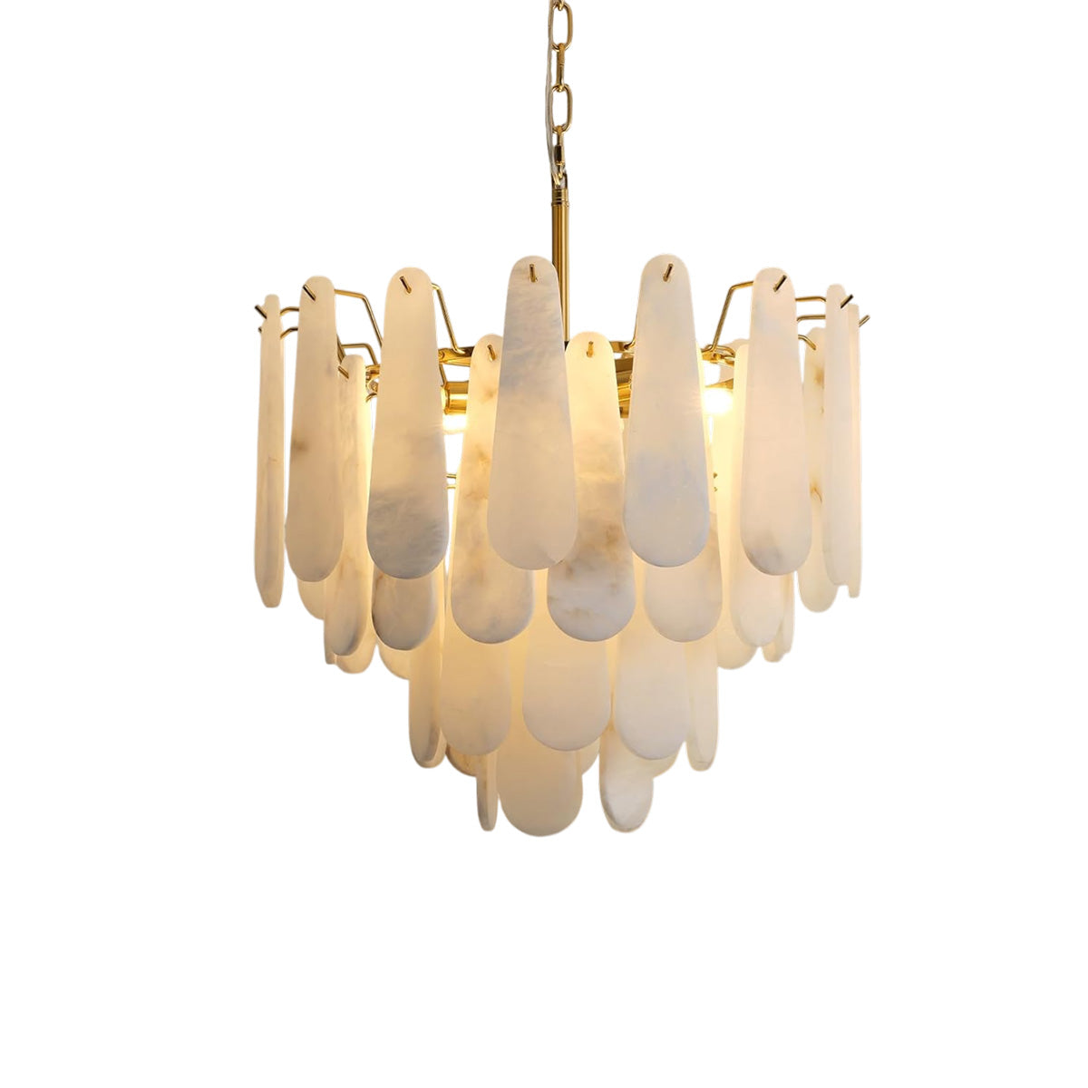 Modern Alabaster Feathery Chandelier