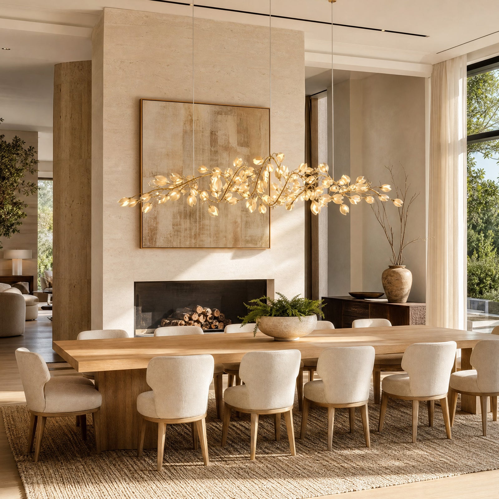 Lauro Ceramic Leaf Linear Chandelier