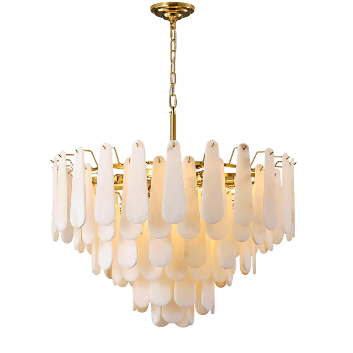 Modern Alabaster Feathery Chandelier