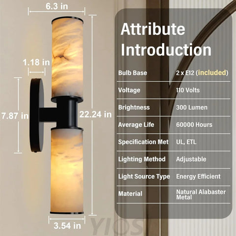 22.2’’ Alabaster Wall Sconce