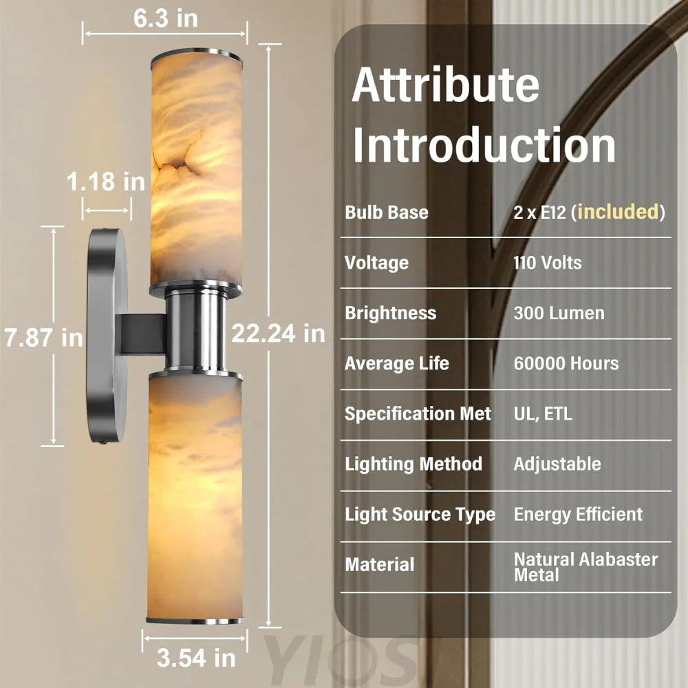 22.2’’ Alabaster Wall Sconce