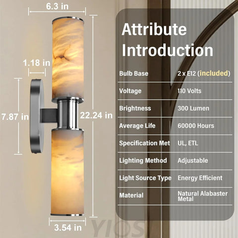 22.2’’ Alabaster Wall Sconce