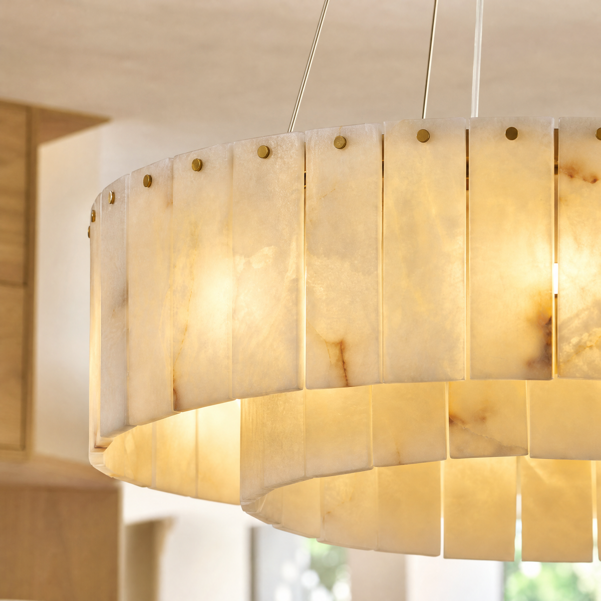 23'' 2-Tier Alabaster Round Chandelier