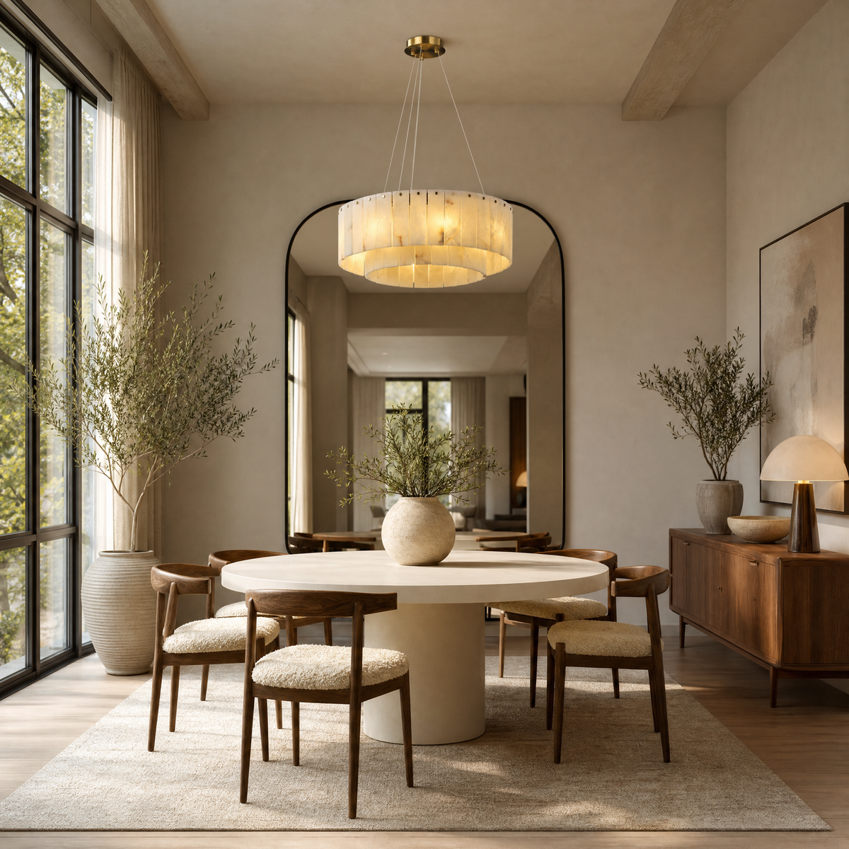 23'' 2-Tier Alabaster Round Chandelier