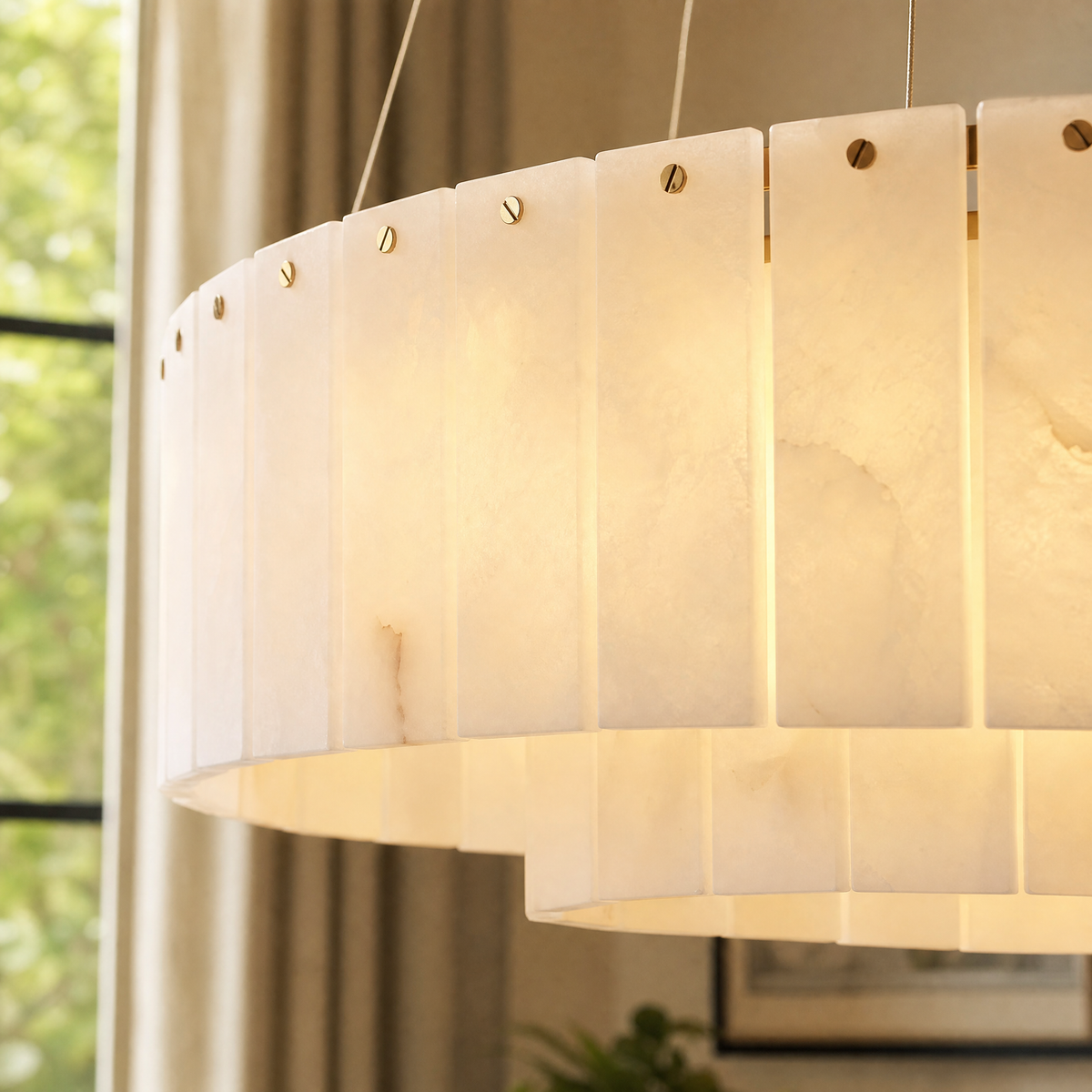 23'' 2-Tier Alabaster Round Chandelier