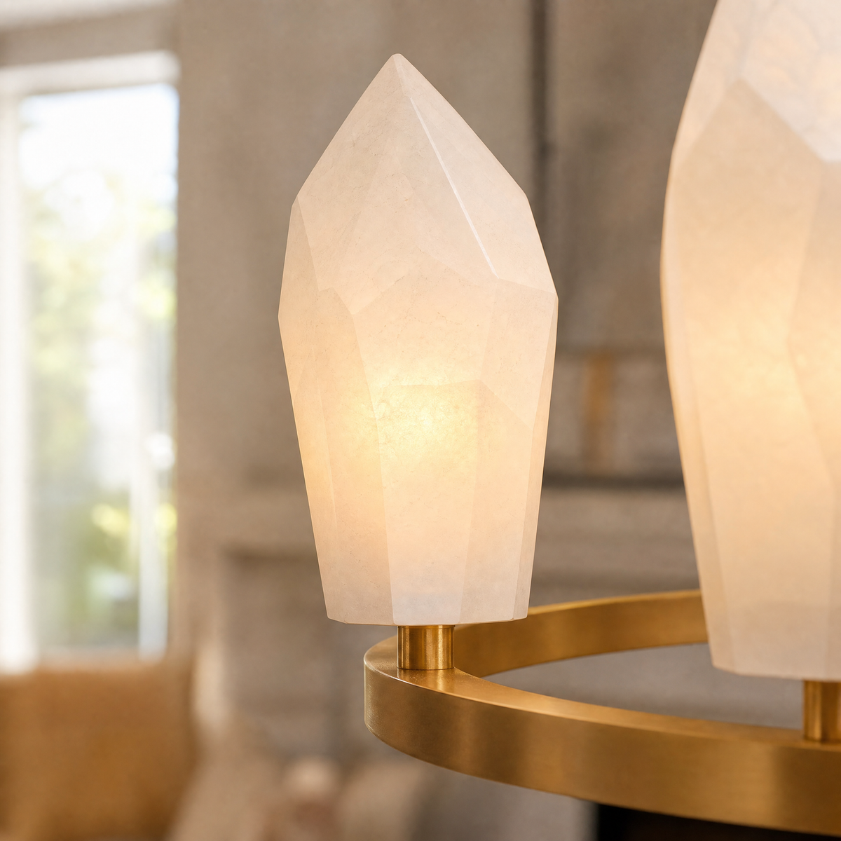 23" 6-Light Modern Alabaster Wagon Wheel Chandelier