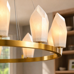 23" 6-Light Modern Alabaster Wagon Wheel Chandelier