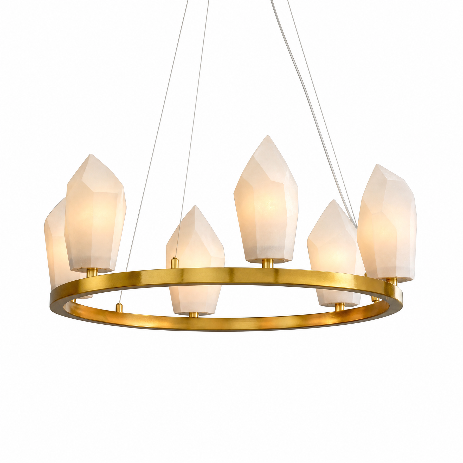 23" 6-Light Modern Alabaster Wagon Wheel Chandelier