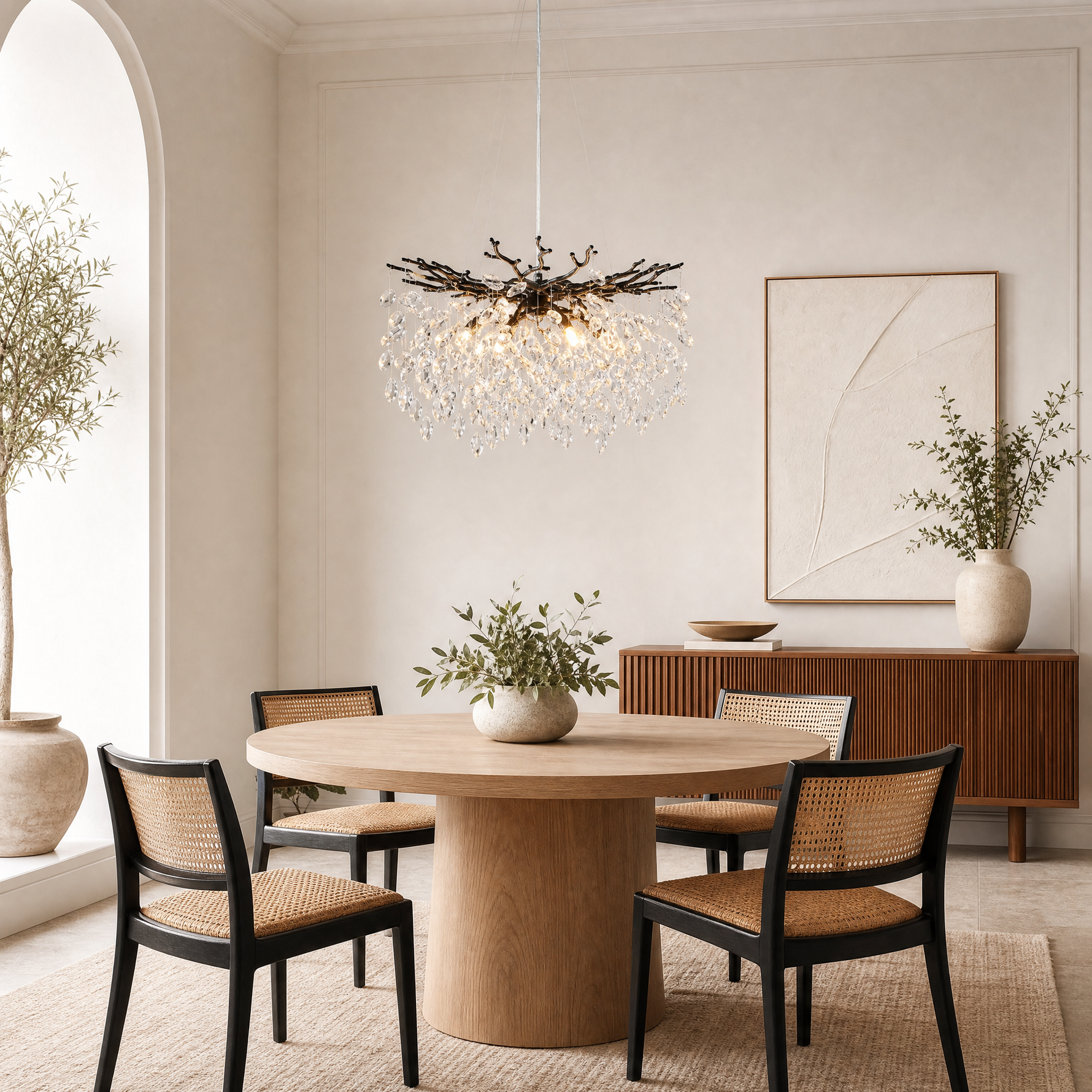 23.6" Modern Tree Branch Crystal Chandelier