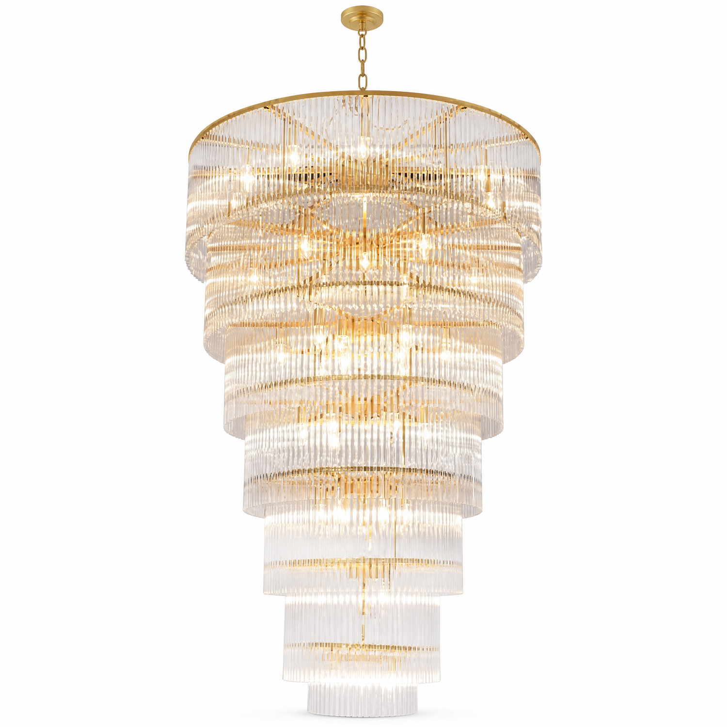 D990 Seven-Layer Striped Column Stair Light - Gold