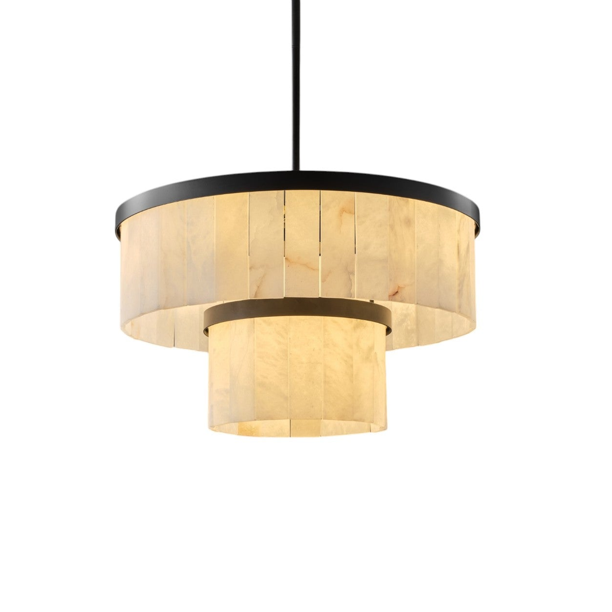 24'' 2-Tier Natural Alabaster Round Chandelier
