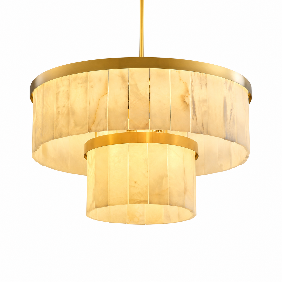 24'' 2-Tier Natural Alabaster Round Chandelier