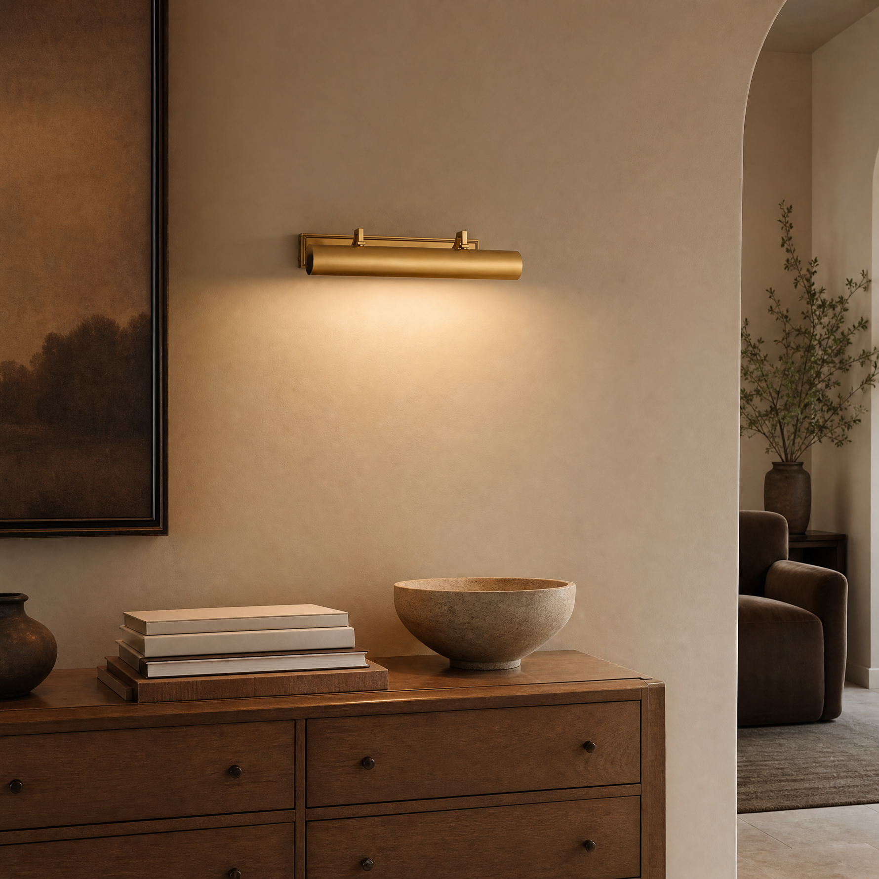 24" Brass Hardwired Picture Light