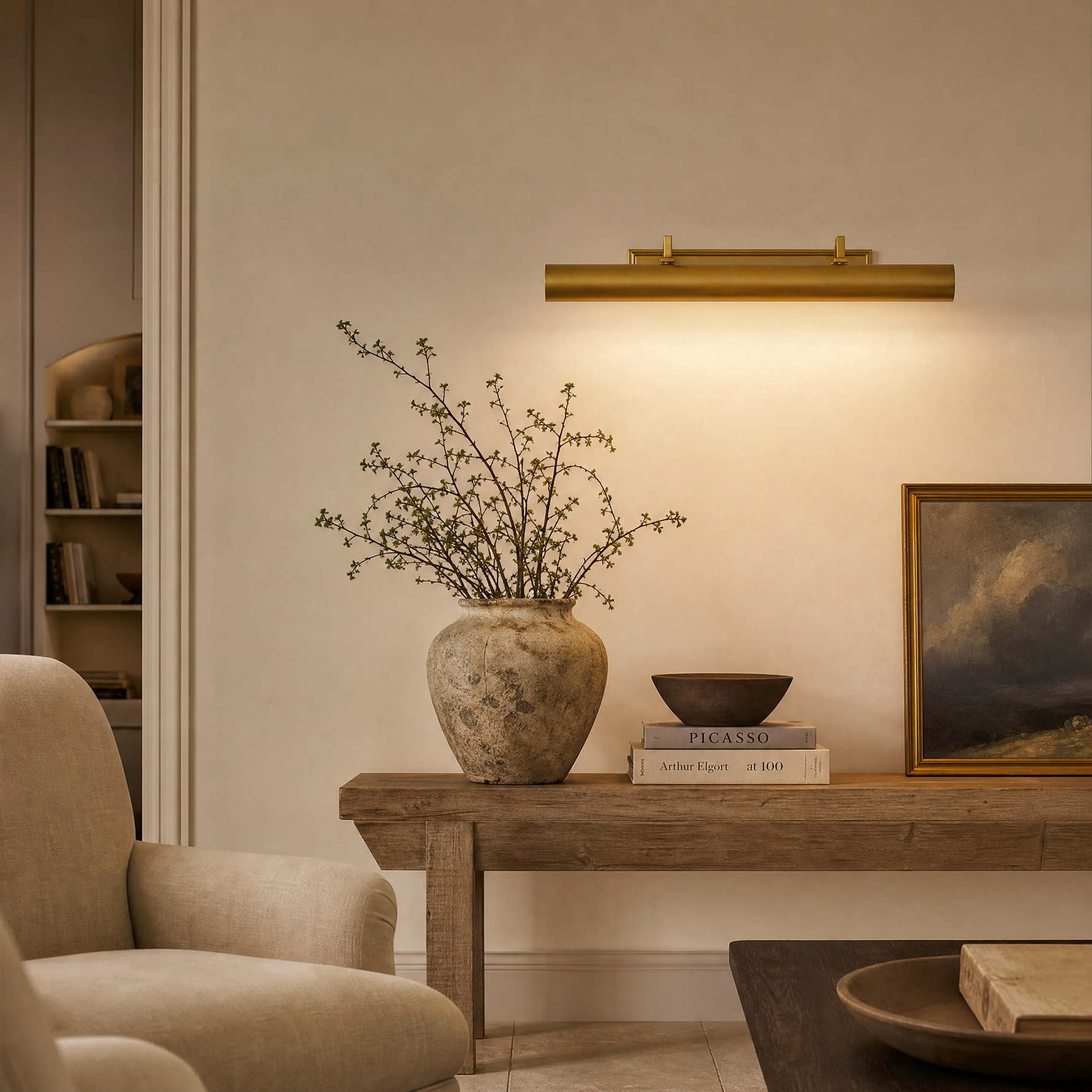 24" Brass Hardwired Picture Light