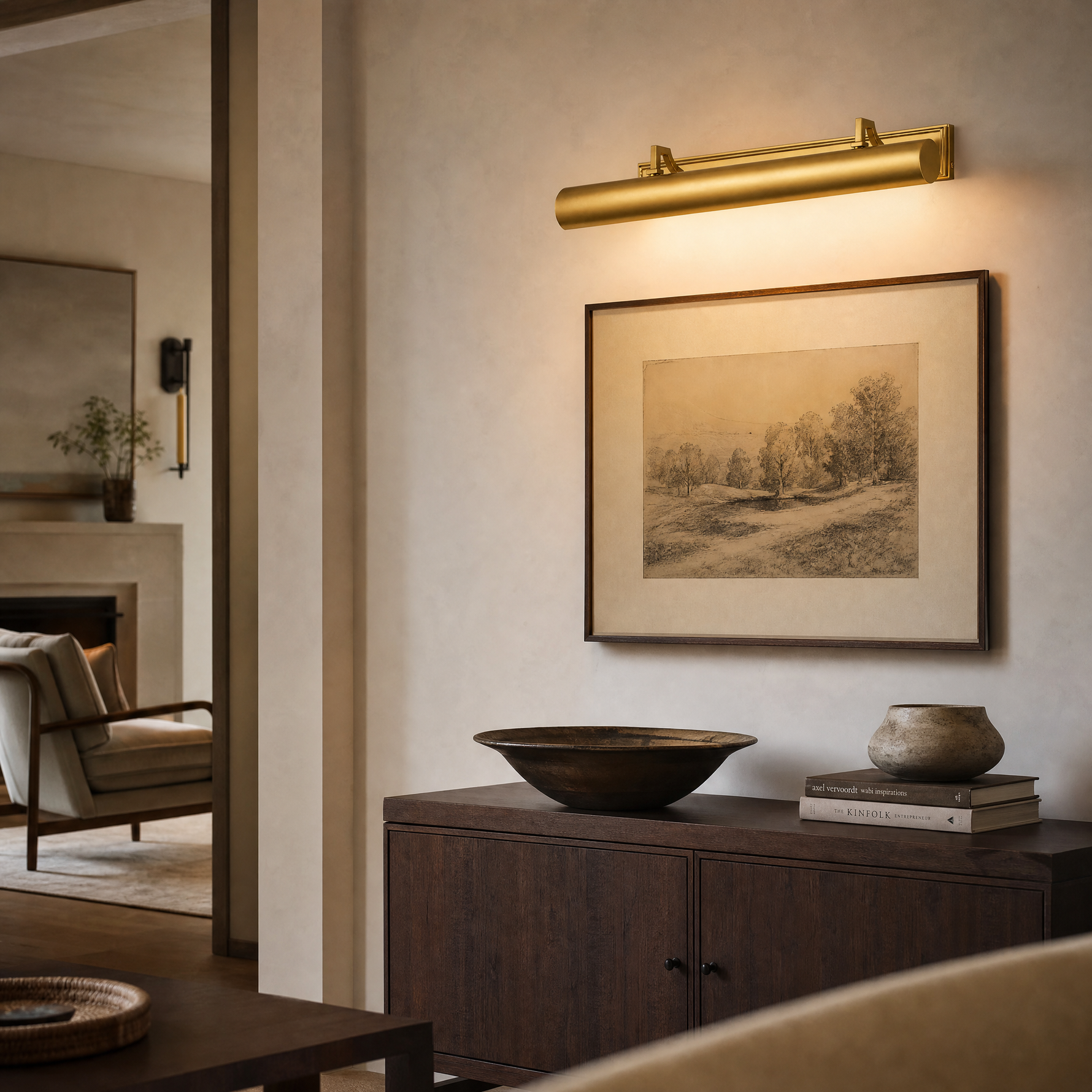24" Brass Hardwired Picture Light