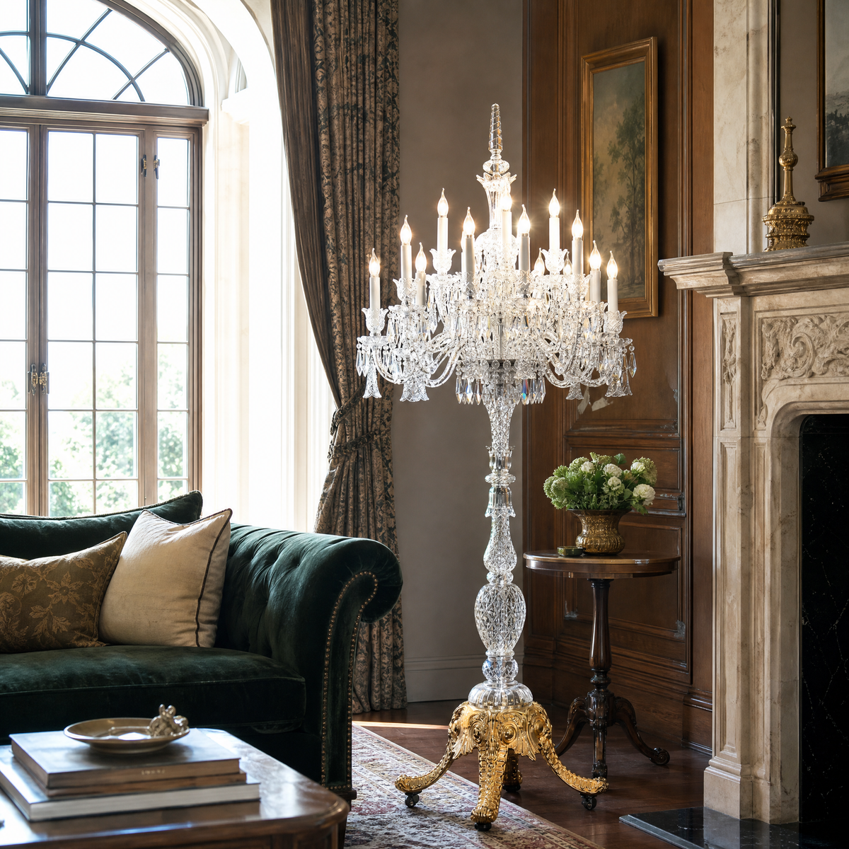 24-Light Candle Crystal Tripod Floor Lamp