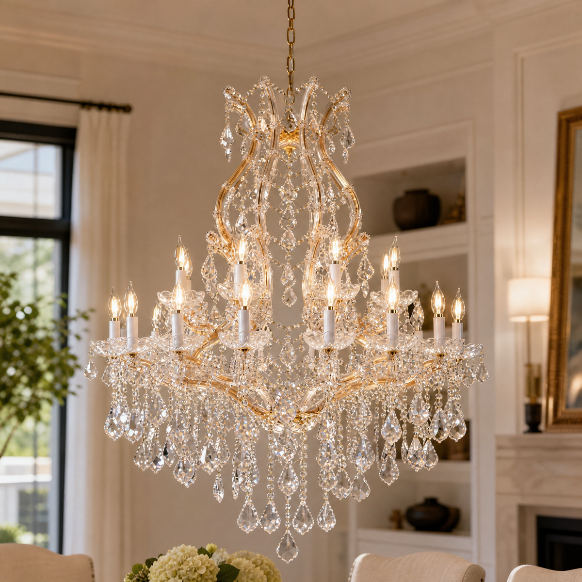 24-Light Clip Plate Chandelier D90 - Gold