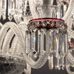 24-Light Red Accent Tiered Candle Crystal Chandelier