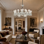 24-Light Two-Tier Pleated Shade Crystal Chandelier