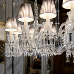 24-Light Two-Tier Pleated Shade Crystal Chandelier