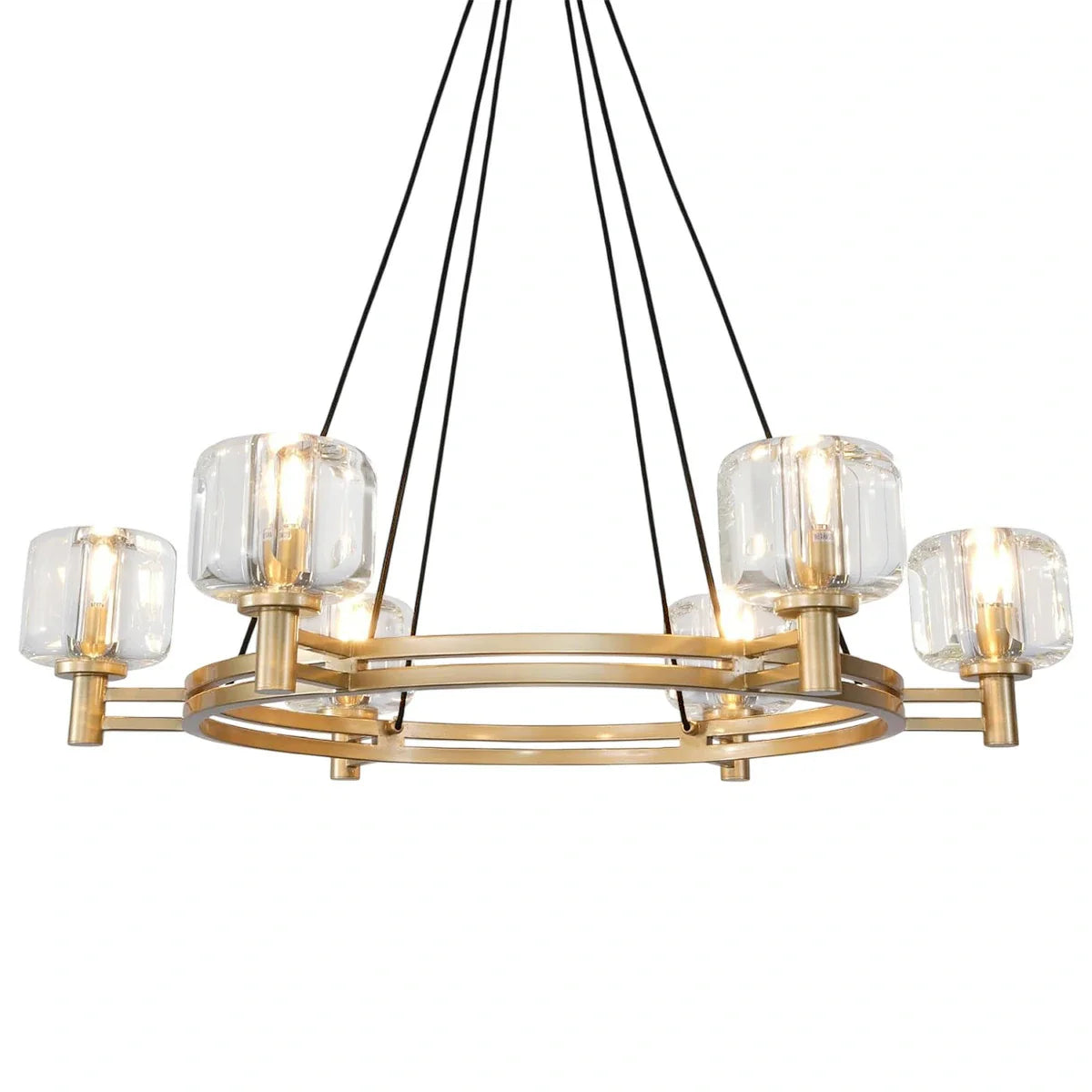 Brushed Metal Crystal Chandelier Gold / Round-36in