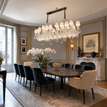 26-Light Fabric Shade Ribbed Crystal Linear Chandelier