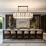 26-Light Fabric Shade Ribbed Crystal Linear Chandelier