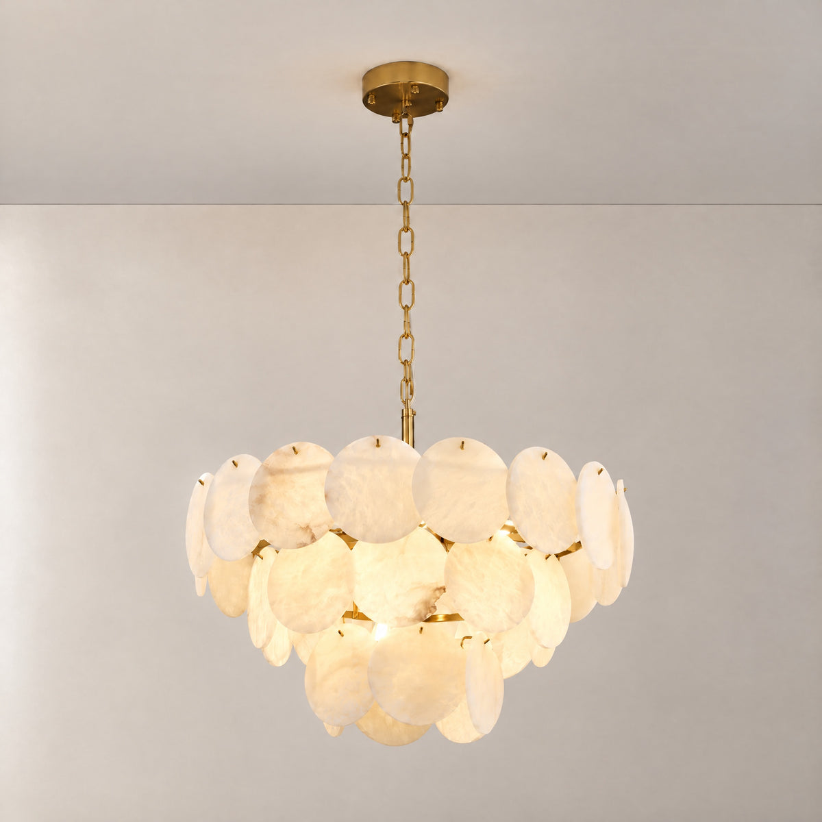 26" Natural Alabaster Round Chandelier