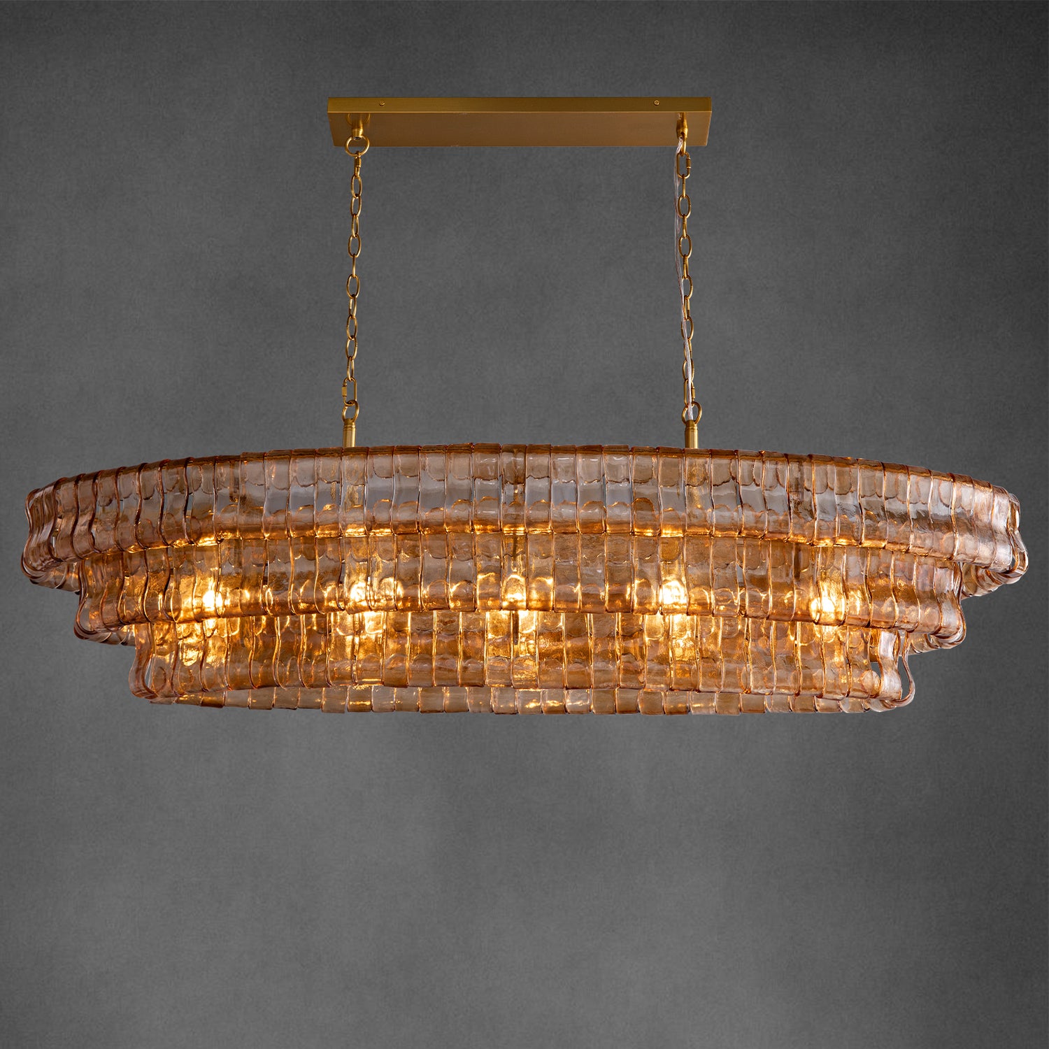 Amber Hook Plate Crystal Linear Dining Pendant L1365 - Copper