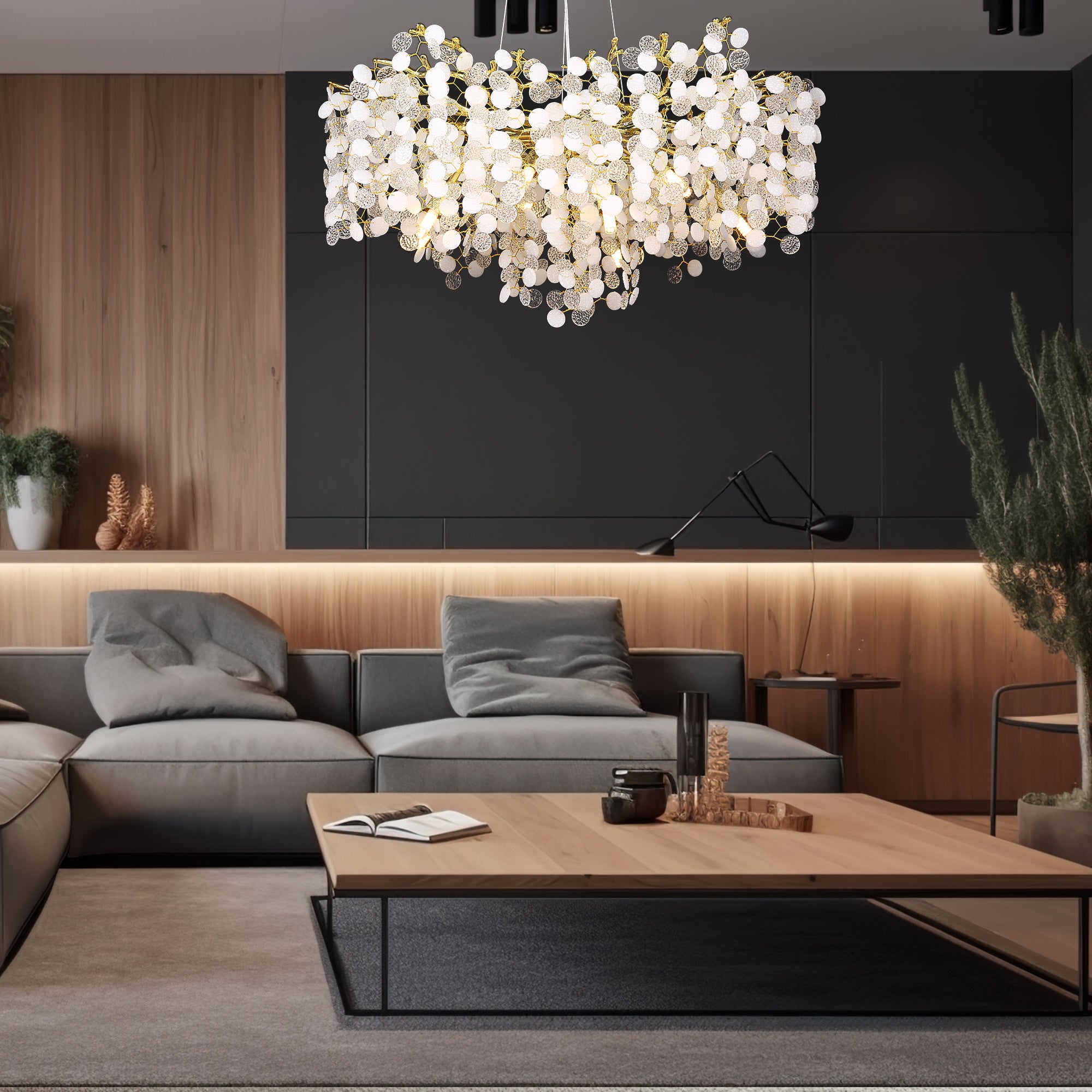 Circe Modern Clear Crystal Round Modern Branch Chandelier For Living Room