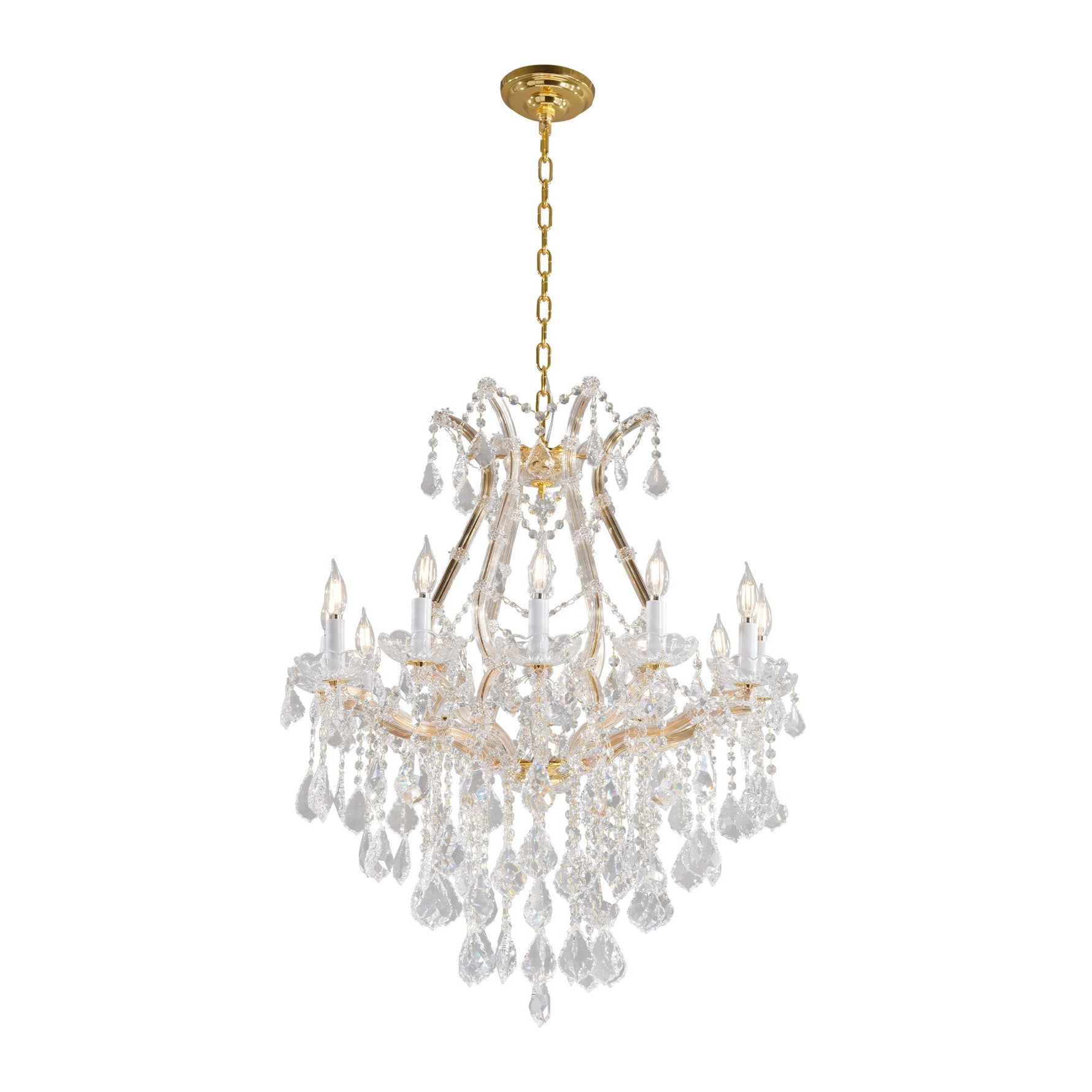 Modern Large Crystal Chandeliers Gold / 10Light